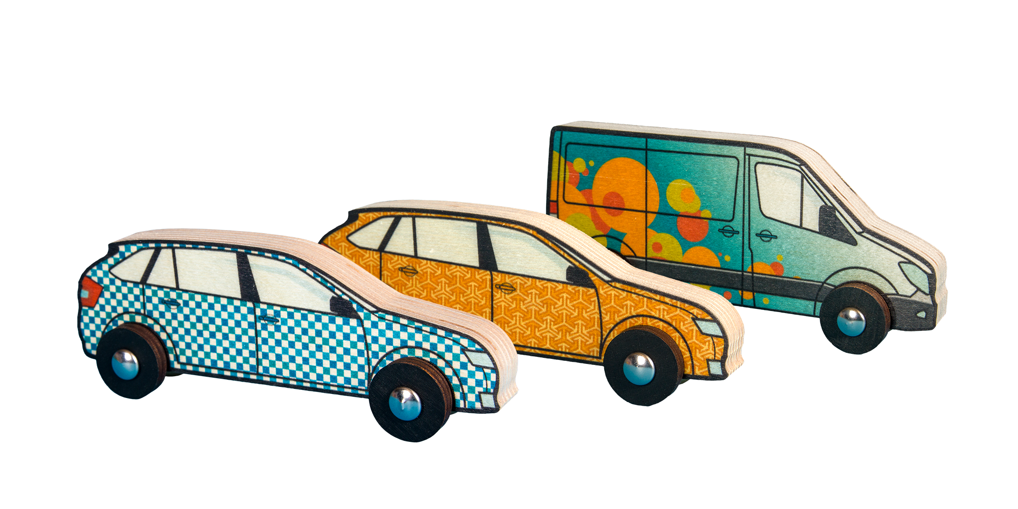 Veselá dřevěná autíčka